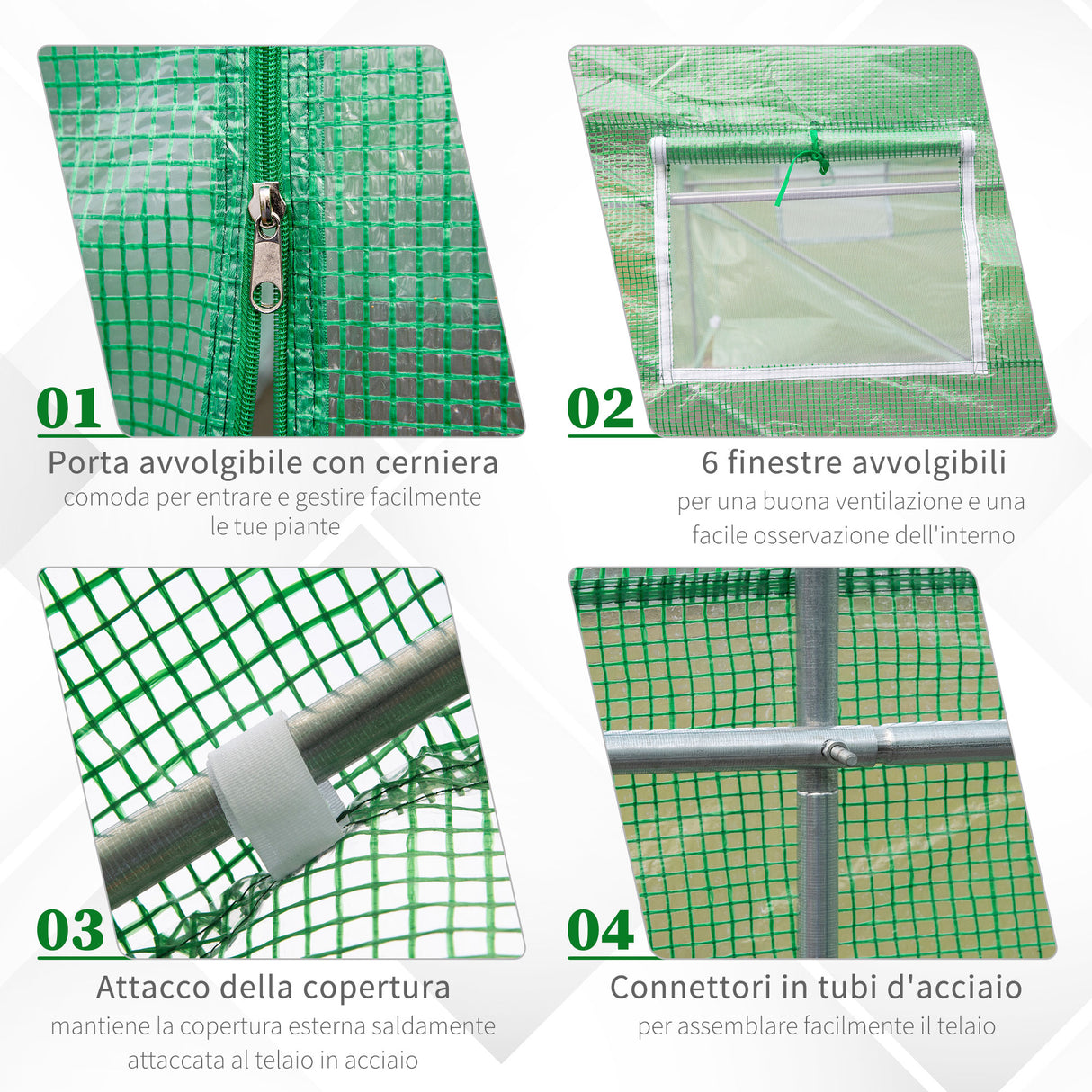 easycomfort easycomfort serra da giardino 3.5 x 3 x 2m serra con tetto a spiovente in pe per piante verde