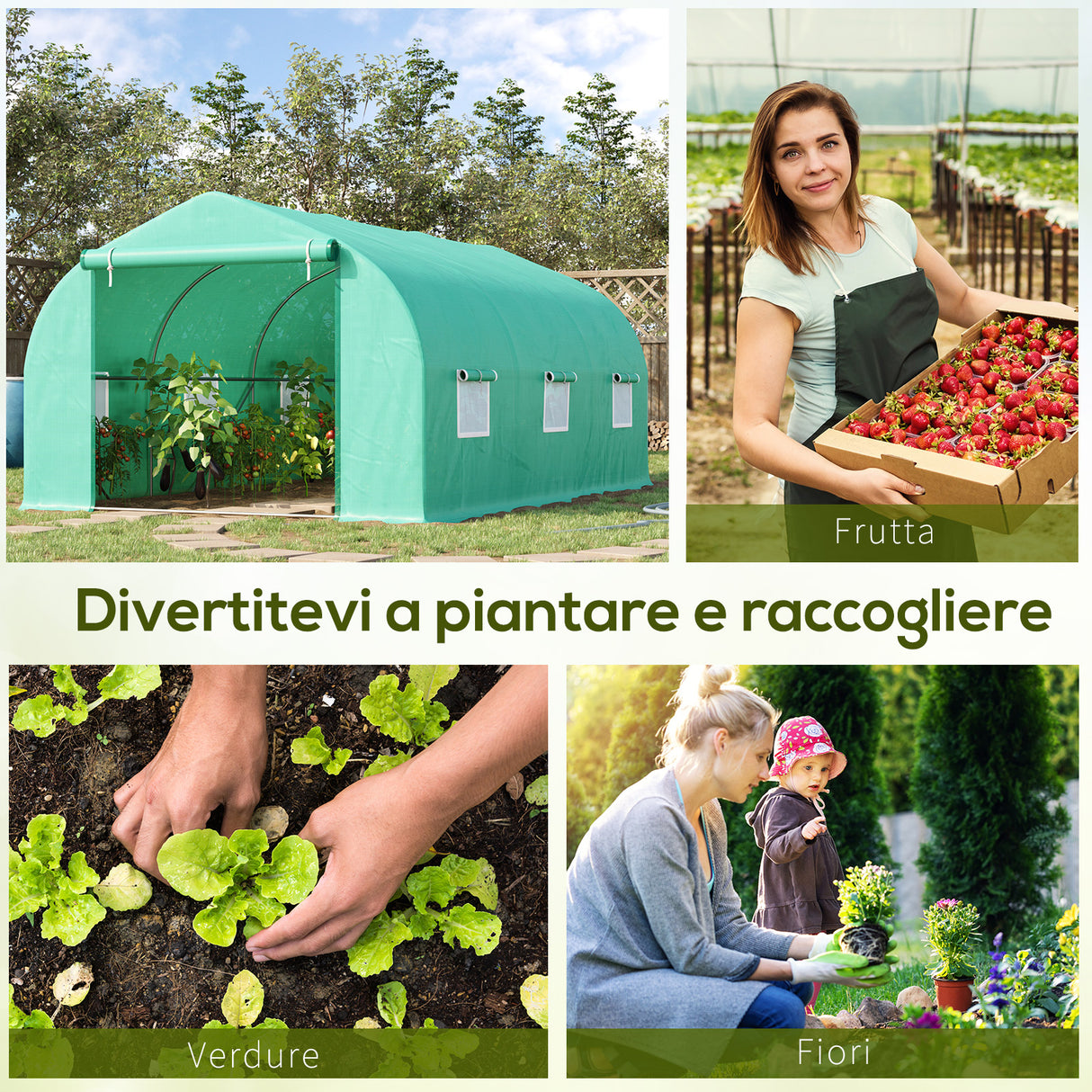 easycomfort easycomfort serra da giardino con tetto spiovente in pe e tubi d acciaio verde scuro 4.5x3x2m
