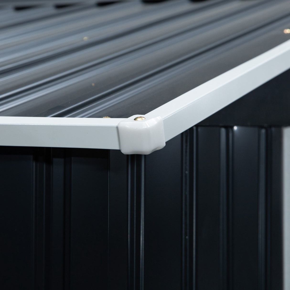 easycomfort casetta da giardino porta utensili in lamiera con porte scorrevoli 213x130x185cm grigio scuro