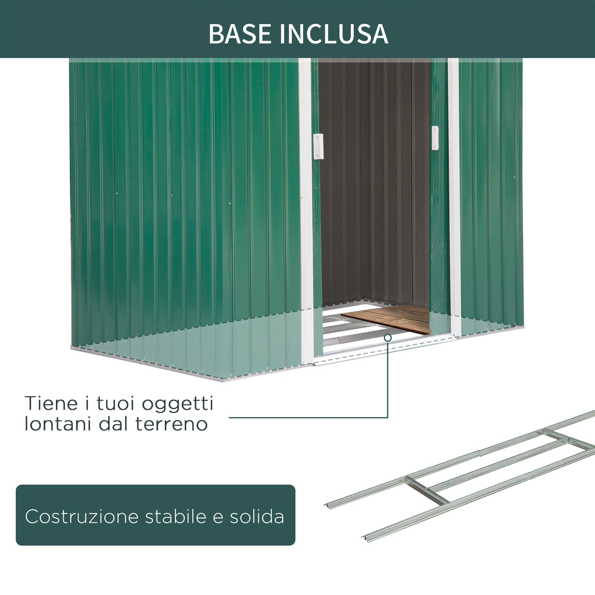easycomfort easycomfort casetta da giardino porta utensili in lamiera con porte scorrevoli 213x130x185cm verde