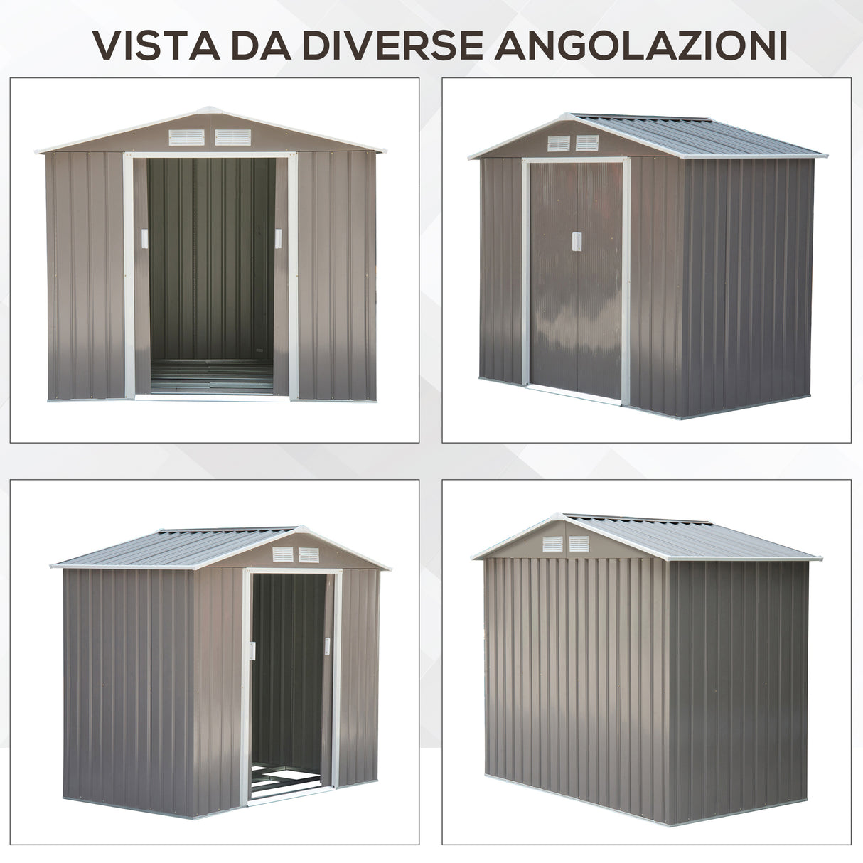 easycomfort cabina casetta da giardino porta utensili in lamiera di ferro grigio 213x127x185cm