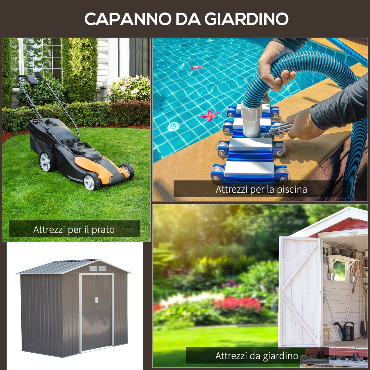 easycomfort cabina casetta da giardino porta utensili in lamiera di ferro grigio 213x127x185cm