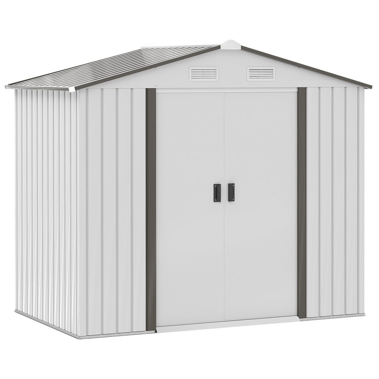 easycomfort casetta porta utensili in acciaio capanno da giardino con porte scorrevoli 213x130x185 cm bianco