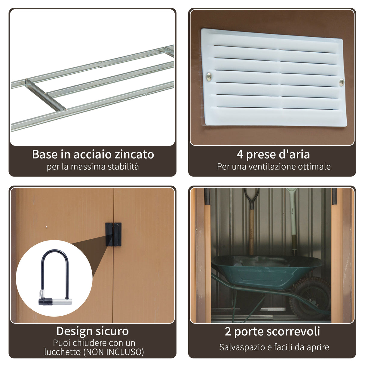 easycomfort cabina casetta da giardino porta utensili in lamiera di acciaio 213x127x185cm