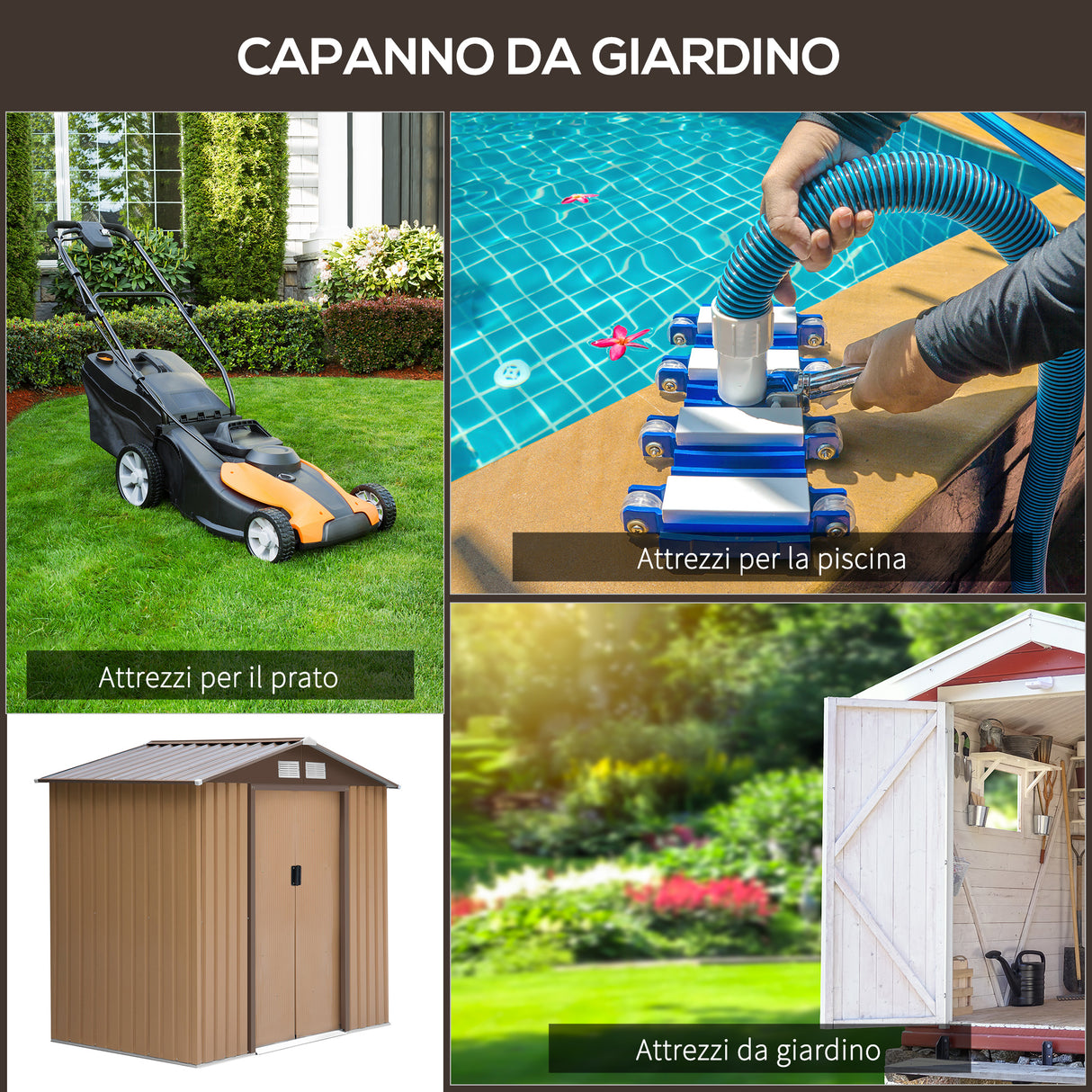 easycomfort cabina casetta da giardino porta utensili in lamiera di acciaio 213x127x185cm