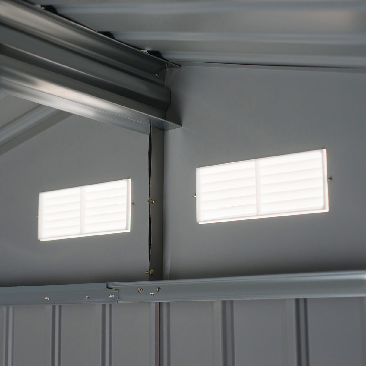 easycomfort easycomfort casetta da giardino con doppie porte scorrevoli in acciaio e pp 277x195x192cm argento