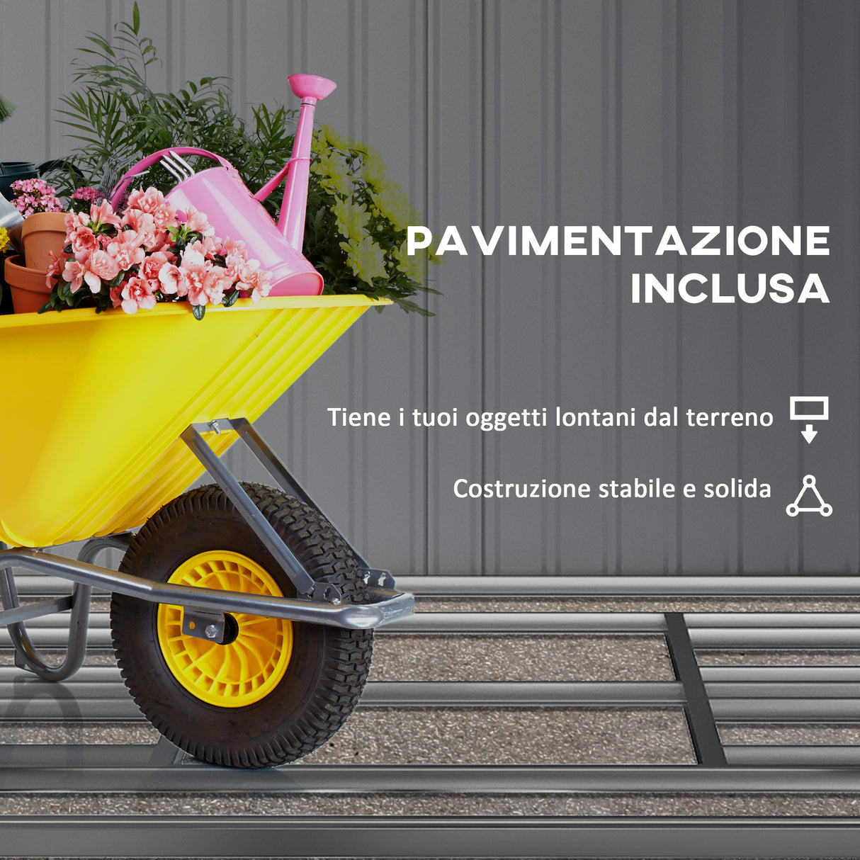 easycomfort easycomfort casetta da giardino con porte scorrevoli e tetto inclinato in acciaio e pp 340x386x200 cm grigio