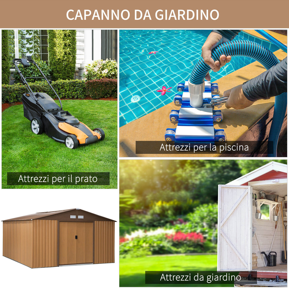 easycomfort casetta da giardino con 2 porte scorrevoli e 4 prese d aria in acciaio e pp 340x386x200cm giallo