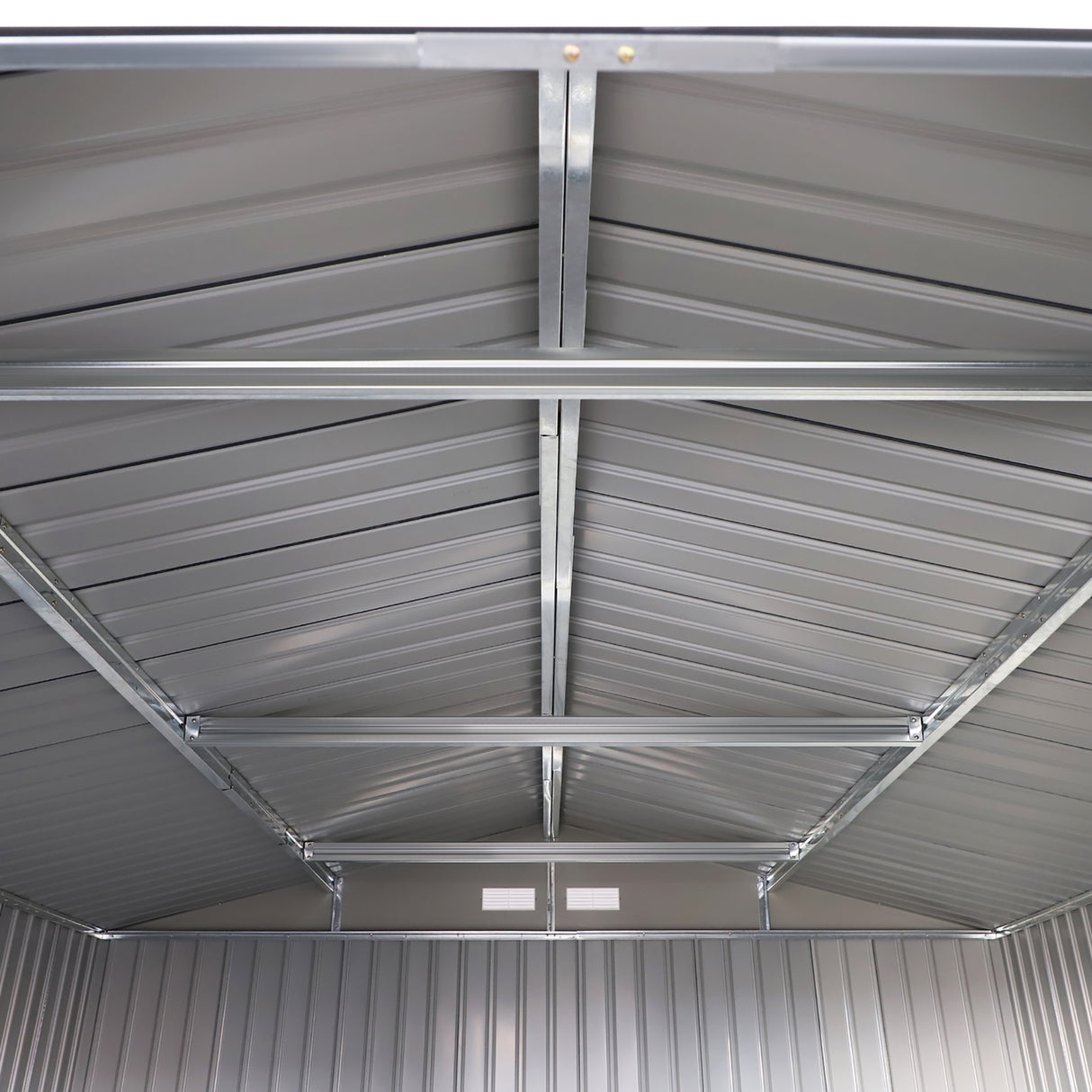 easycomfort easycomfort casetta da giardino con base e doppie porte scorrevoli capanno da giardino in acciaio 340x386x200cm grigio