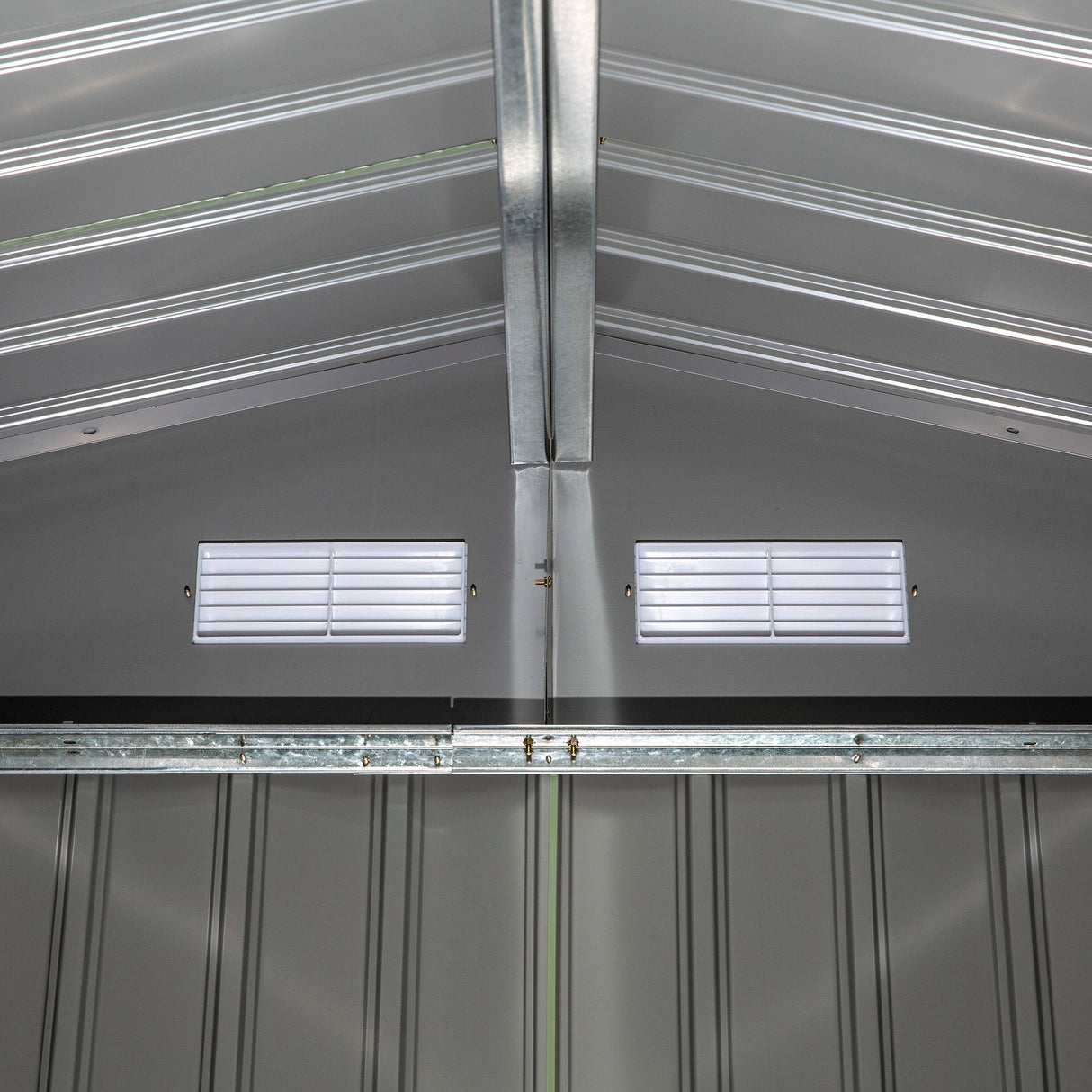 easycomfort casetta da giardino con 2 porte scorrevoli e 4 prese d aria in acciaio e pp 277x195x192cm verde chiaro