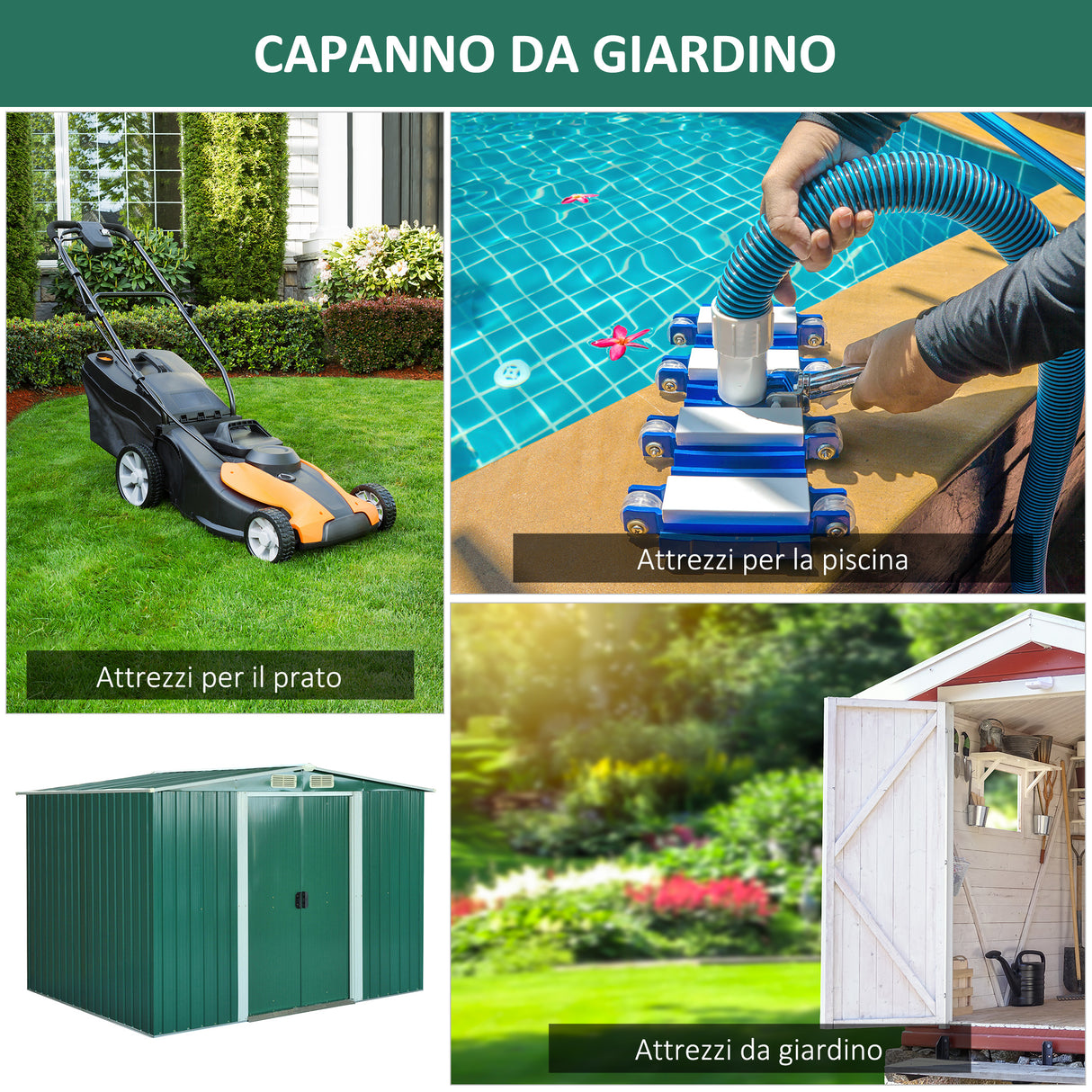 easycomfort easycomfort casetta da giardino porta utensili in lamiera di acciaio capanno da giardino in acciaio con base e porte scorrevoli 258x206x178cm verde