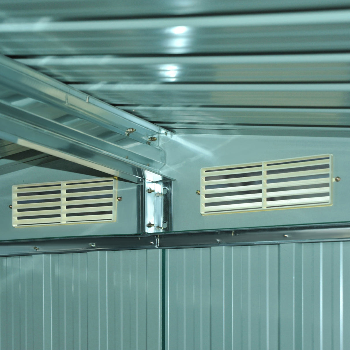 easycomfort easycomfort casetta da giardino porta utensili in lamiera di acciaio capanno da giardino in acciaio con base e porte scorrevoli 258x206x178cm verde