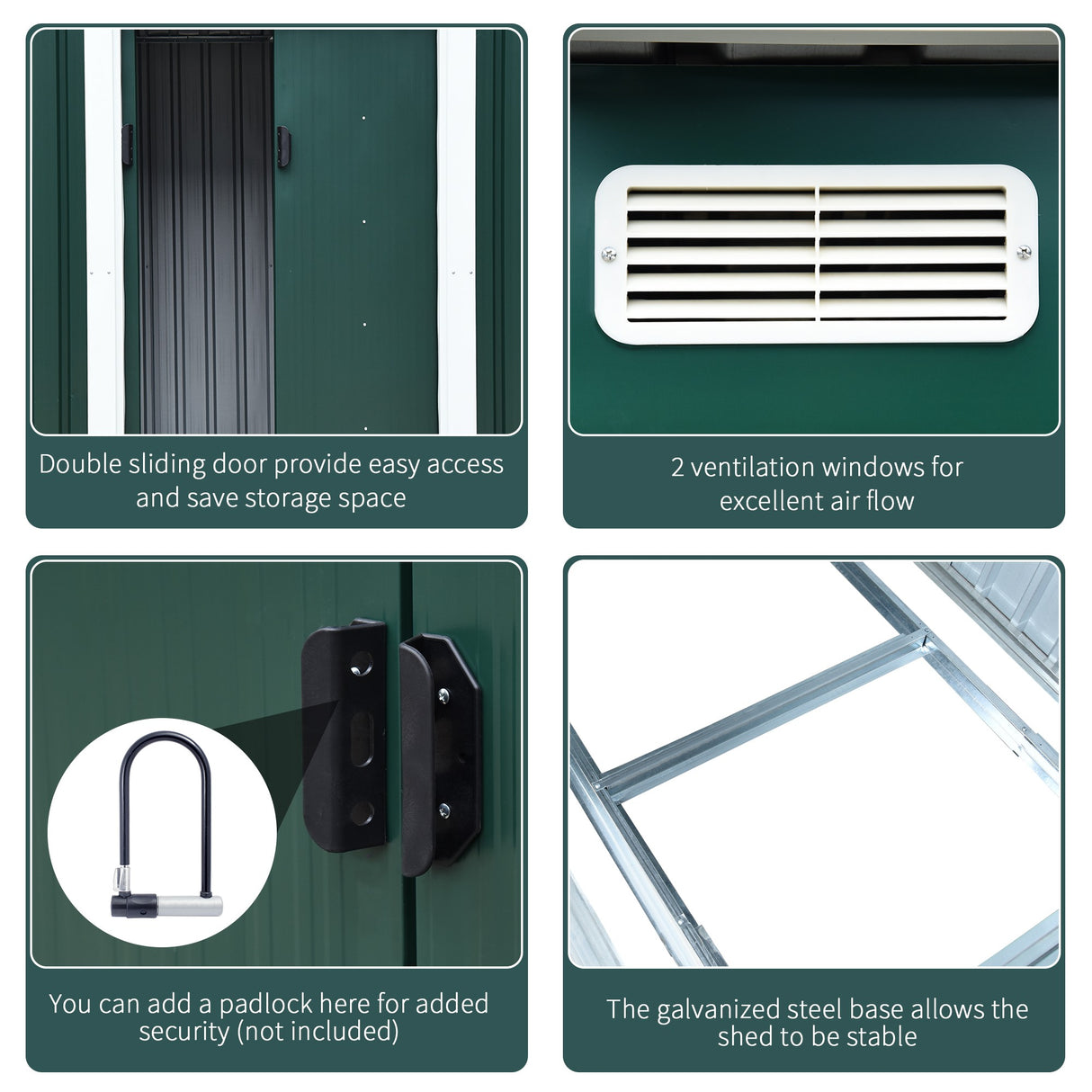 easycomfort easycomfort casetta porta attrezzi in acciaio capanno da giardino con 2 porte scorrevoli 261x133x182cm