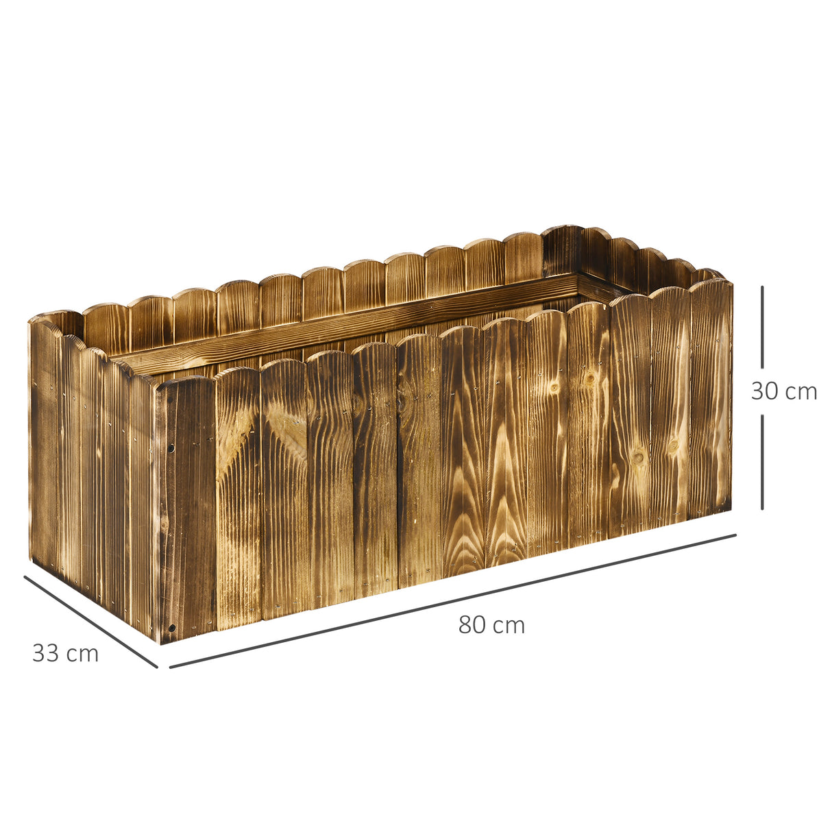 easycomfort easycomfort fioriera box rettangolare per piante in legno di abete 80x33x30cm