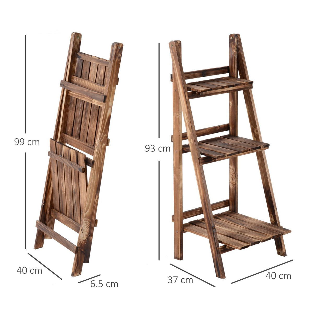 easycomfort scaffale portapiante pieghevole in legno di abete con 3 livelli da esterno 40x37x93cm