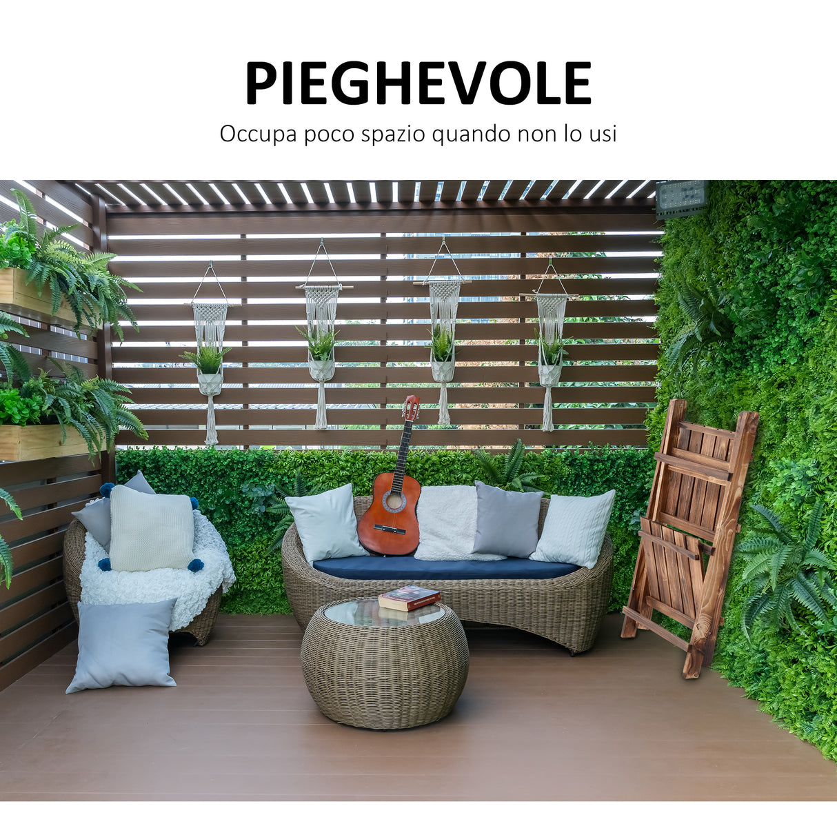 easycomfort scaffale portapiante pieghevole in legno di abete con 3 livelli da esterno 40x37x93cm