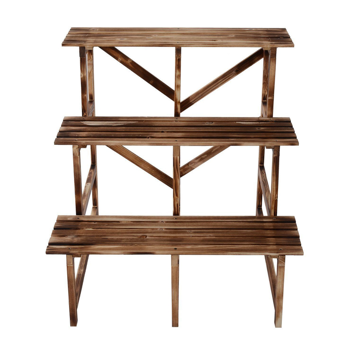 easycomfort easycomfort scaletta fioriera portavasi da giardino a 3 ripiani in legno di abete 80x80x80cm