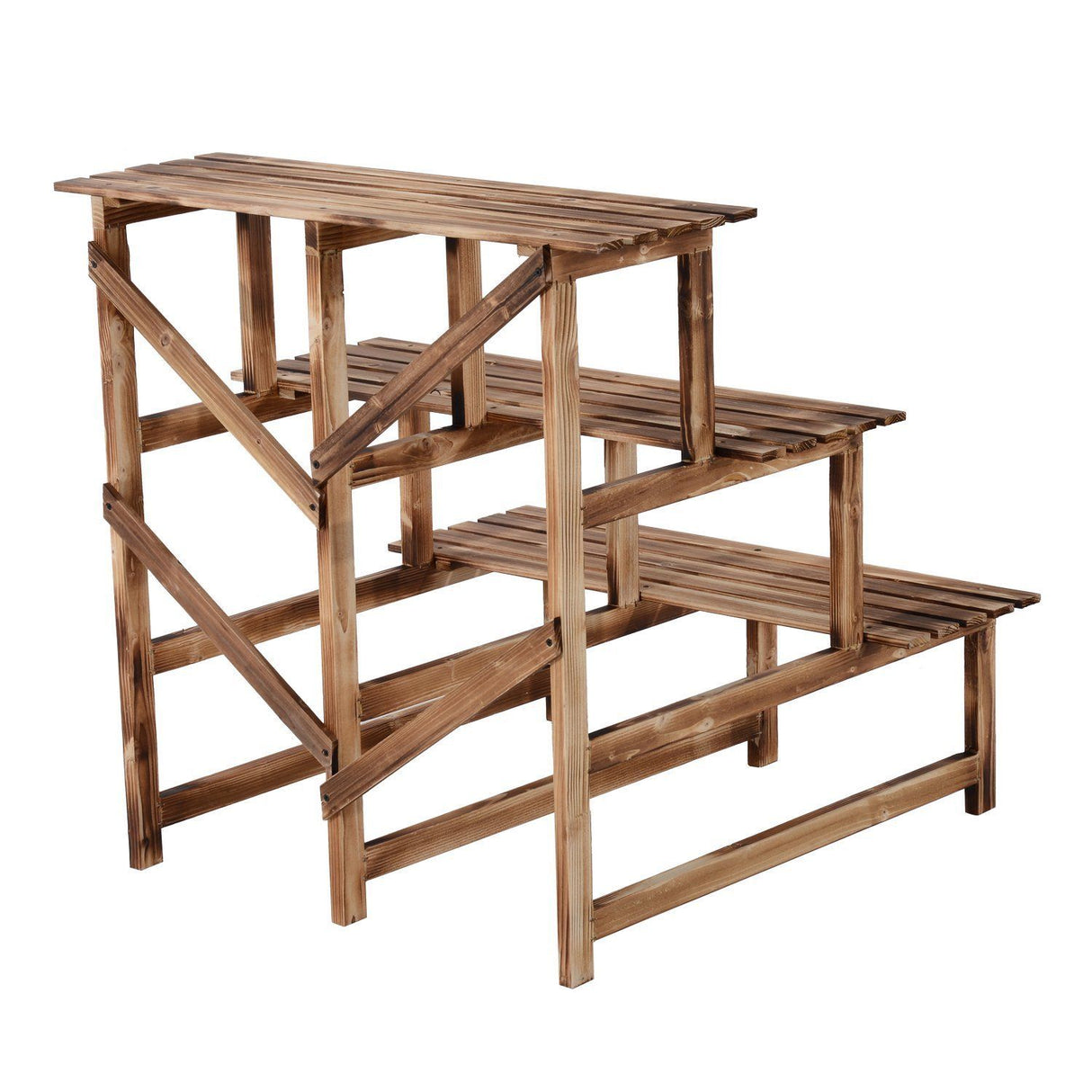 easycomfort easycomfort scaletta fioriera portavasi da giardino a 3 ripiani in legno di abete 80x80x80cm