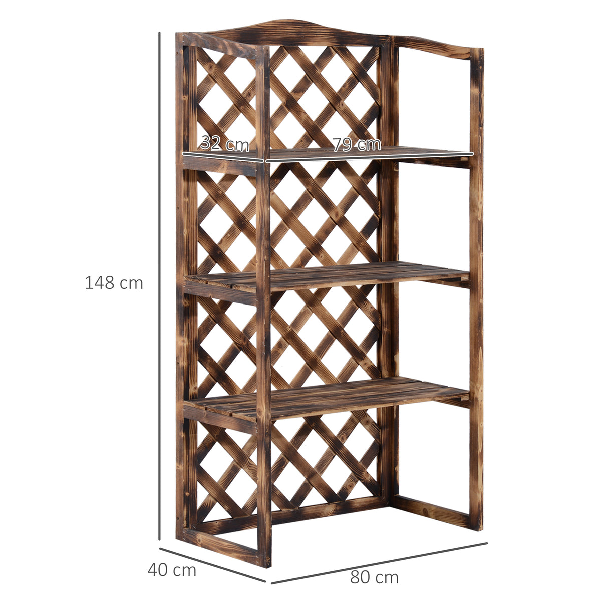 easycomfort easycomfort scaffalatura fioriera per piante a 3 ripiani in legno di abete 80x40x150cm