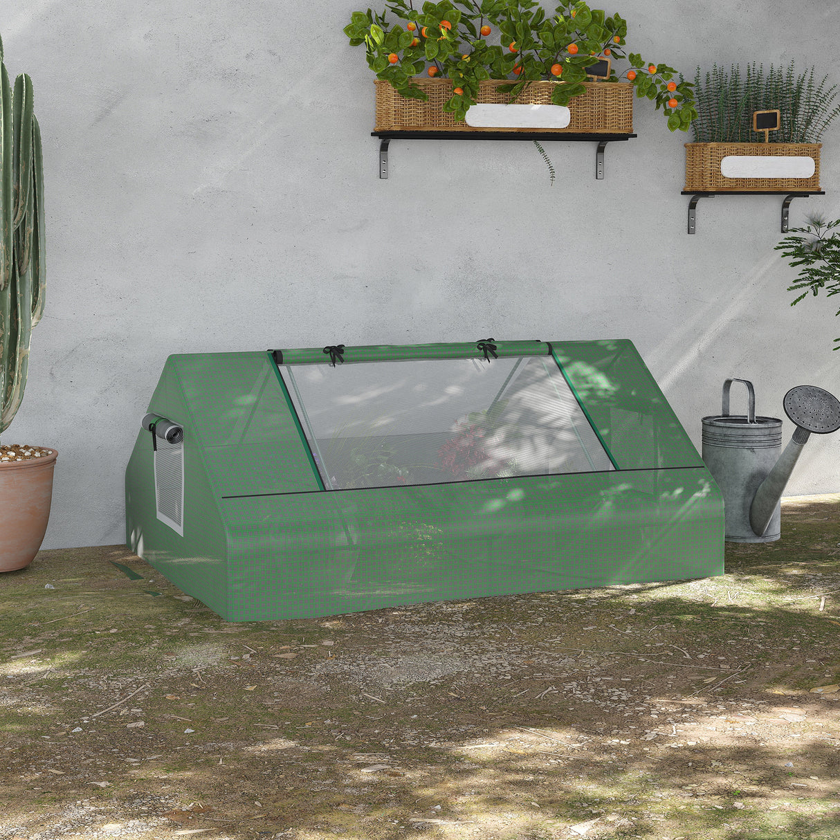 easycomfort serra da giardino in acciaio con rivestimento in pe porte avvolgibili e finestre 180x140x80cm verde