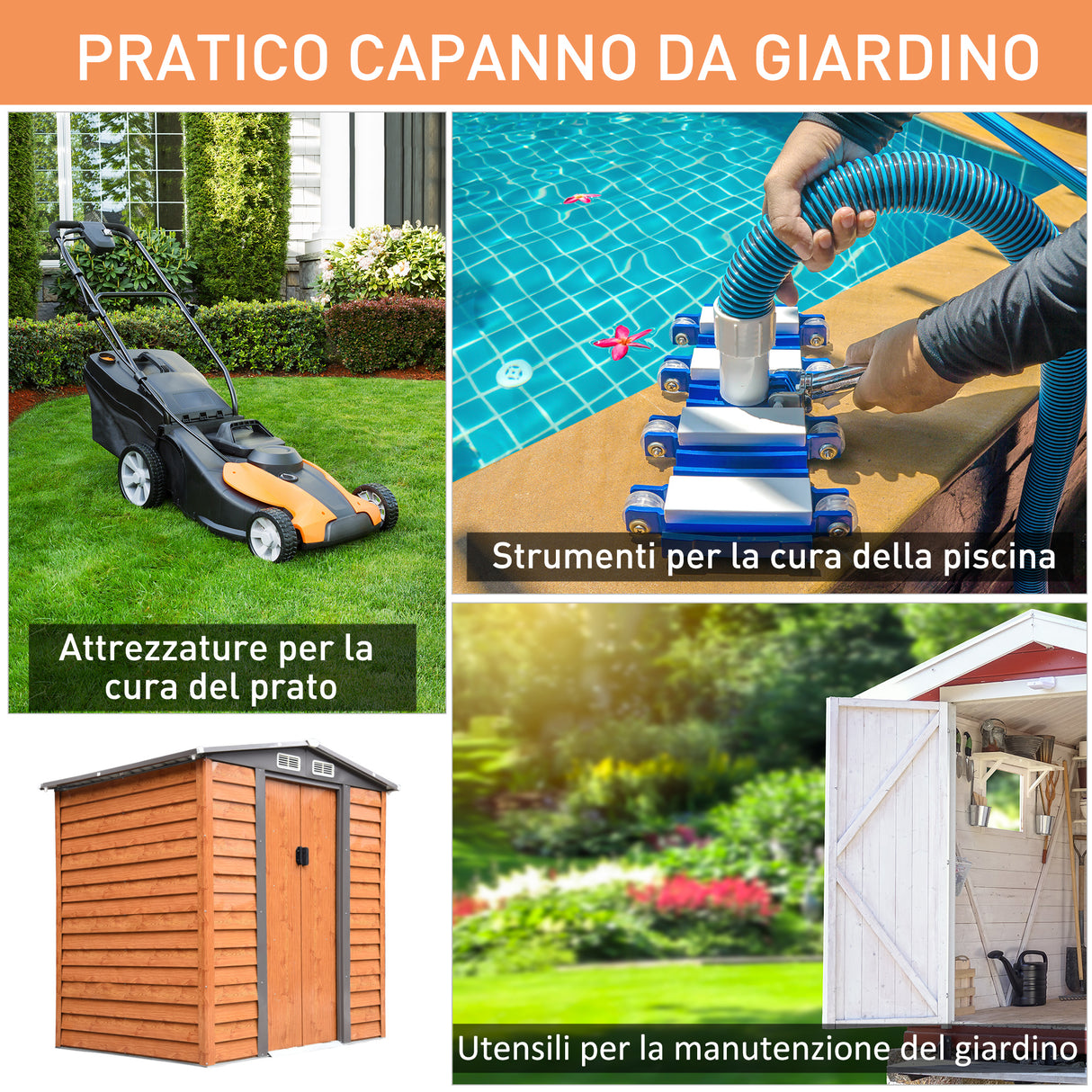 easycomfort casetta da giardino in acciaio e pp con prese d aria 197.5x160x178 201cm marrone