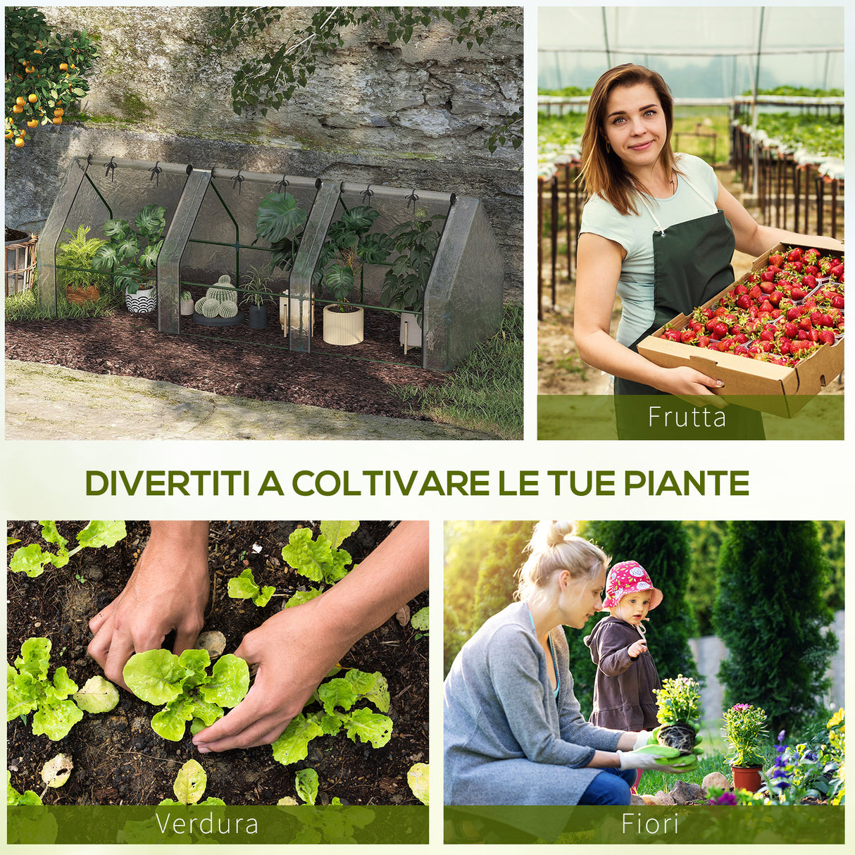 easycomfort easycomfort serra da giardino a tunnel in pe con bordi allungati e porte a cerniera 270x90x90 cm bianco