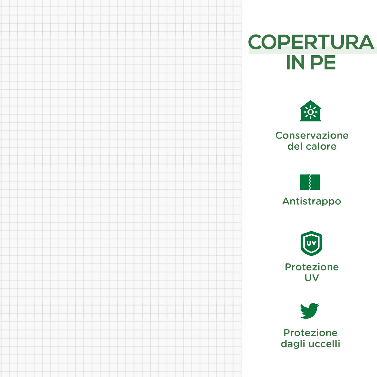 easycomfort serra da giardino con copertura in pe rinforzato e telaio in acciaio 180x90x90cm bianco