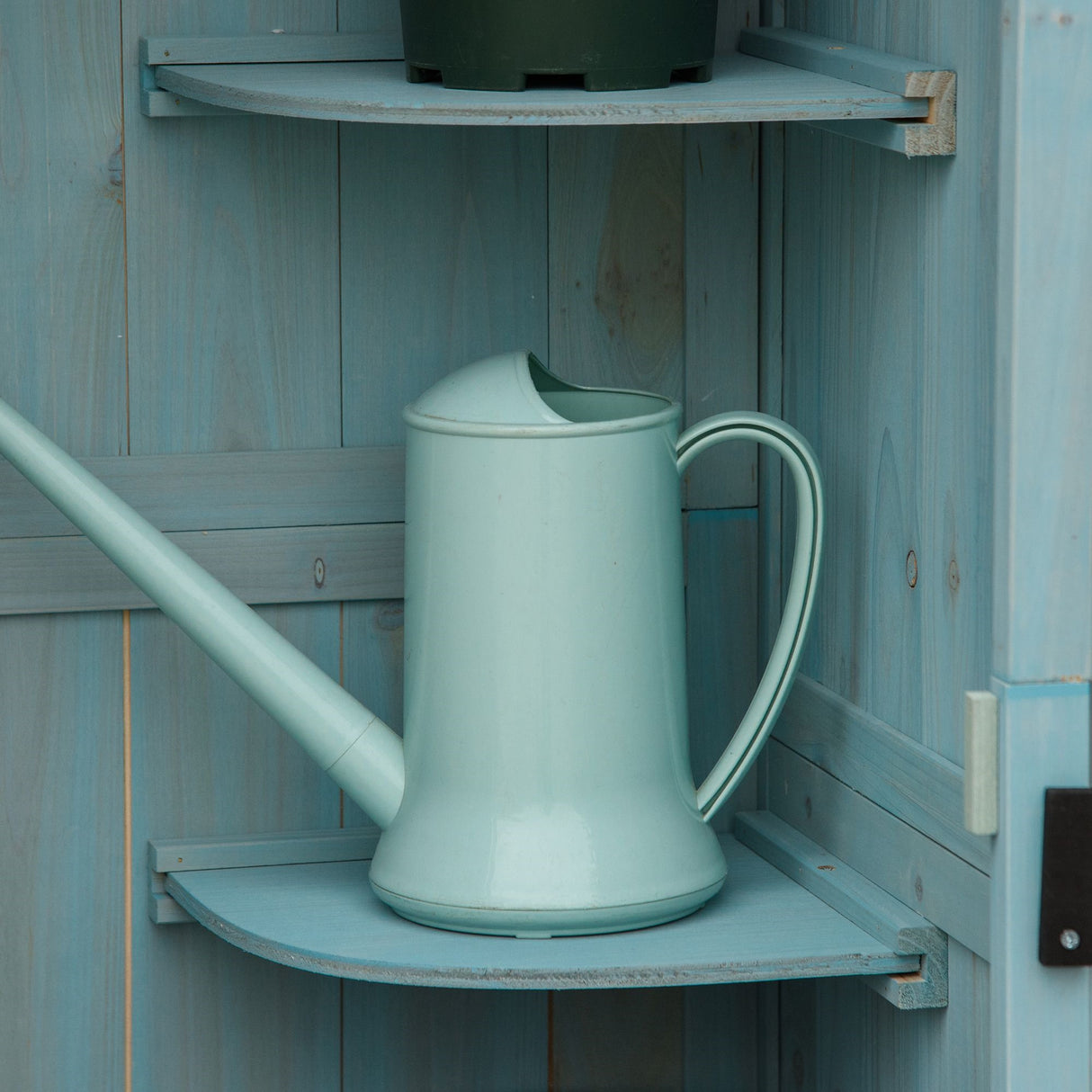 easycomfort casetta da giardino porta attrezzi in legno con 3 ripiani 77x54.2x179cm blu