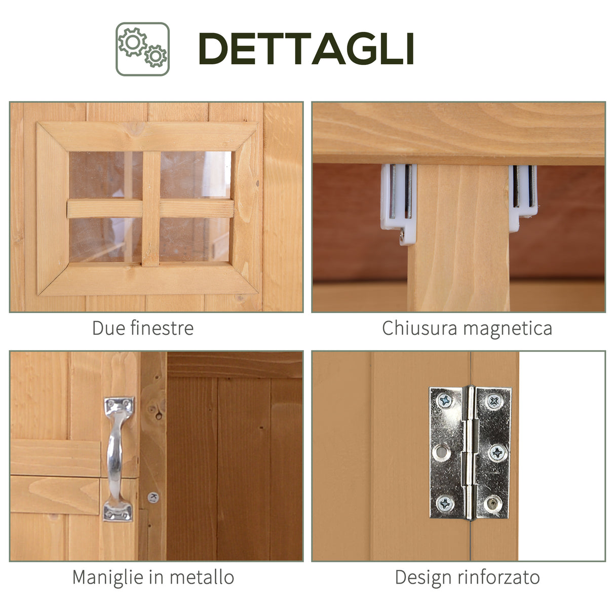 easycomfort casetta da giardino legno con porta doppia mensole e finestre 127.5x50x164cm 35540