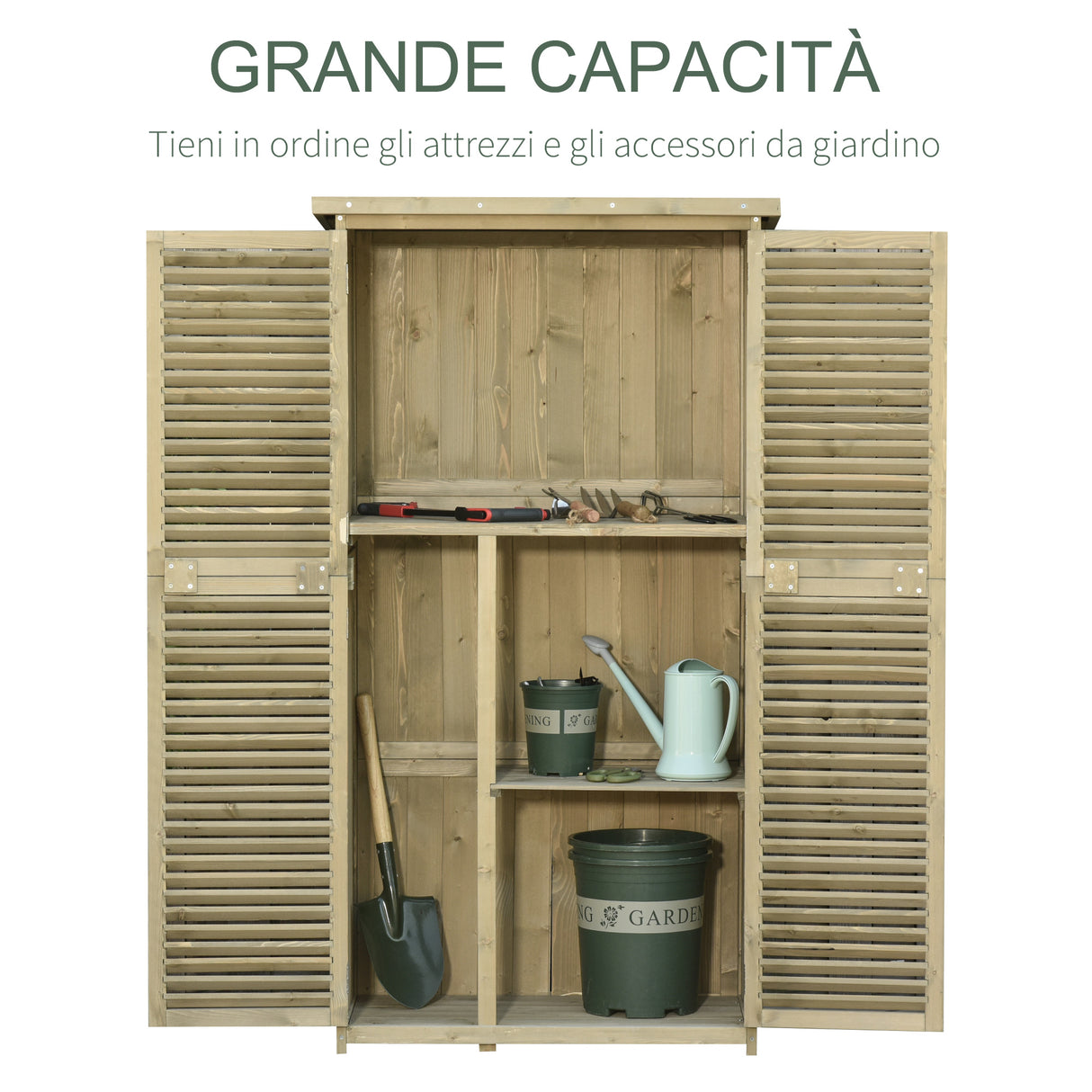 easycomfort easycomfort capanno per utensili da giardino con 4 scompartimenti in legno di abete impermeabile