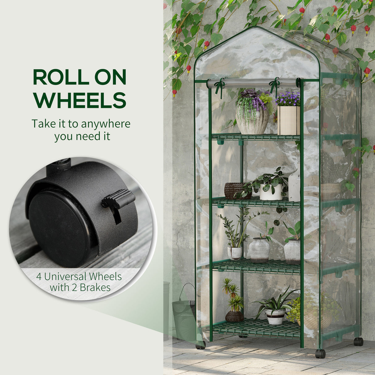 easycomfort serra per piante verticale con scaffale a 4 ripiani in acciaio e pvc bianco 69x50x165cm