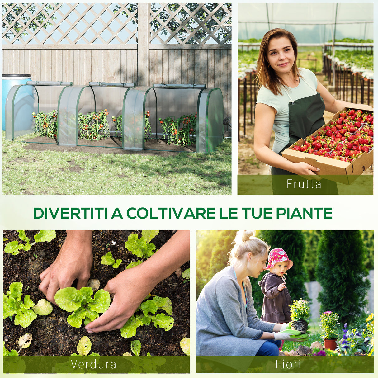 easycomfort serra a tunnel in pvc trasparente e acciaio con porte a cerniera 295x100x80 cm