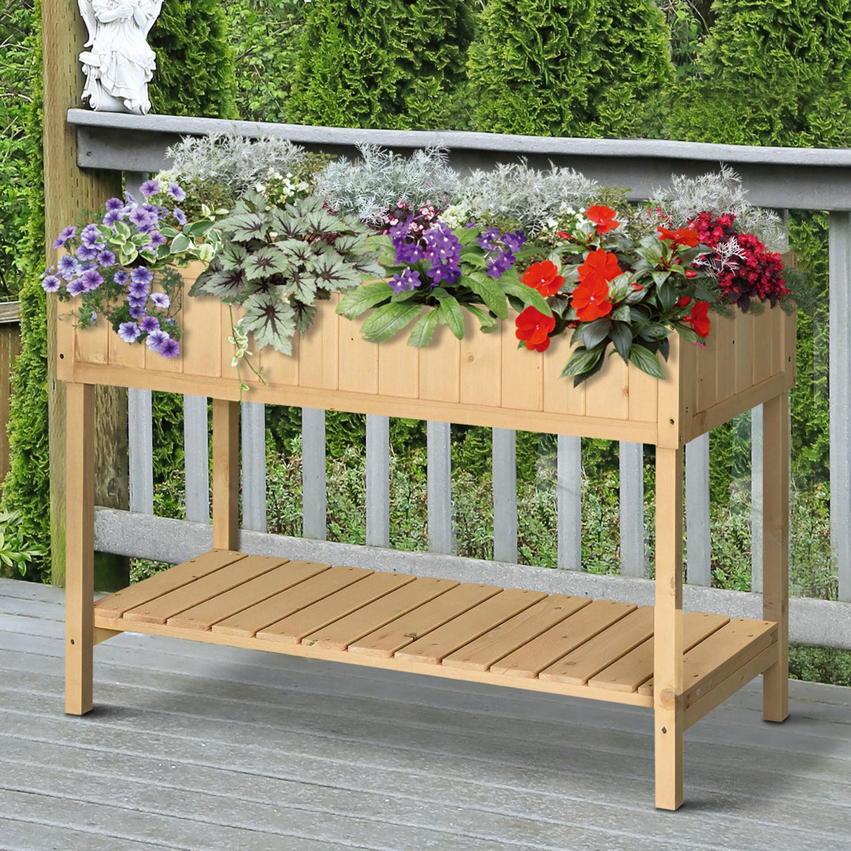 easycomfort easycomfort orto pensile urbano con 8 griglie e ripiano inferiore per piante da giardino 120x60x81cm legno