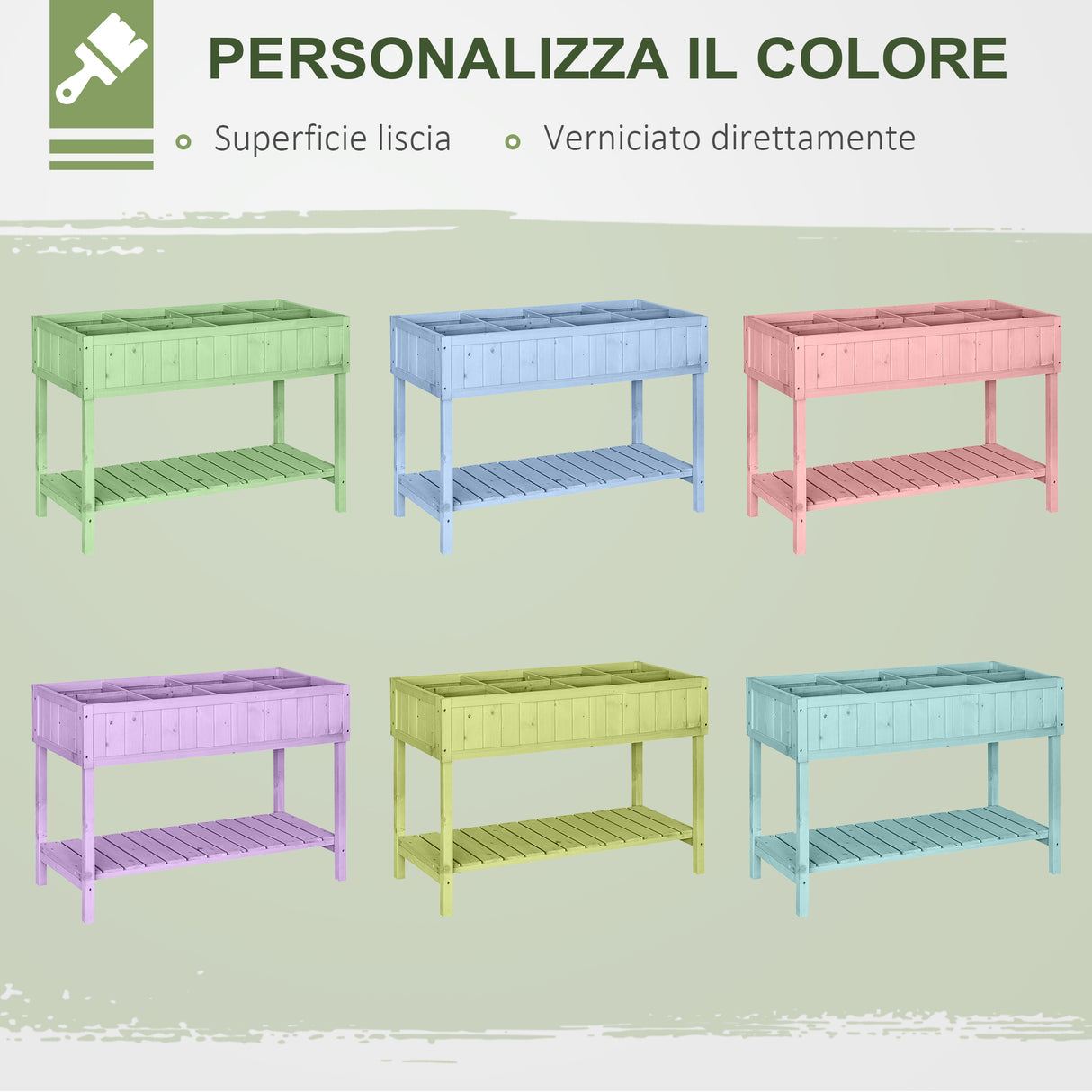 easycomfort easycomfort orto pensile urbano con 8 griglie e ripiano inferiore per piante da giardino 120x60x81cm legno