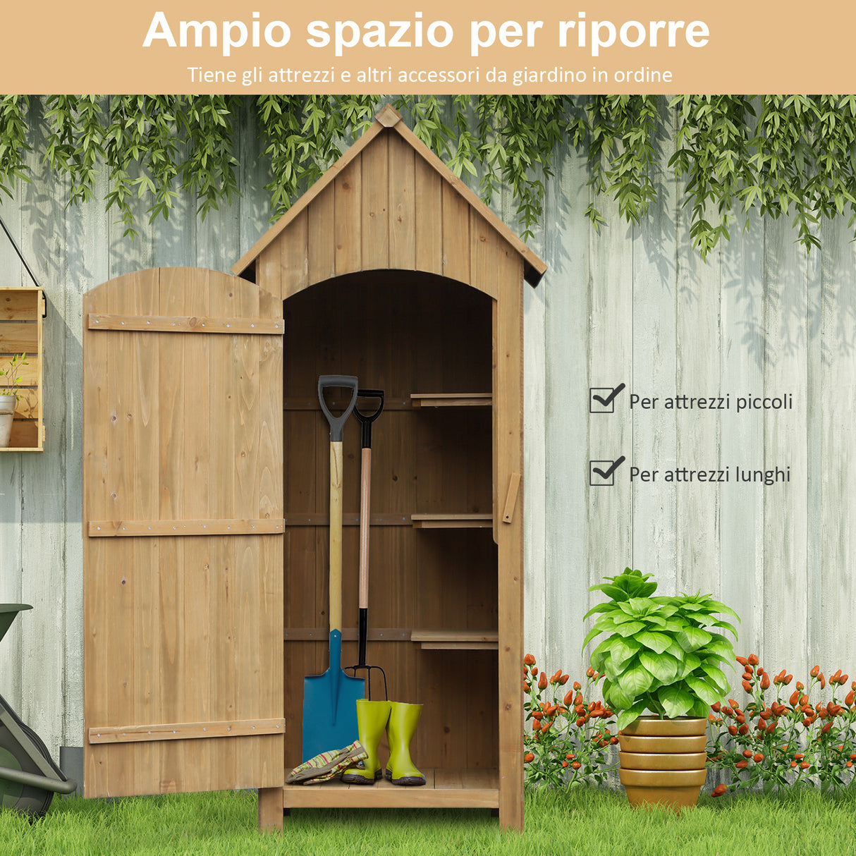 easycomfort easycomfort casetta porta attrezzi da giardino in legno impermeabile con porte e mensole