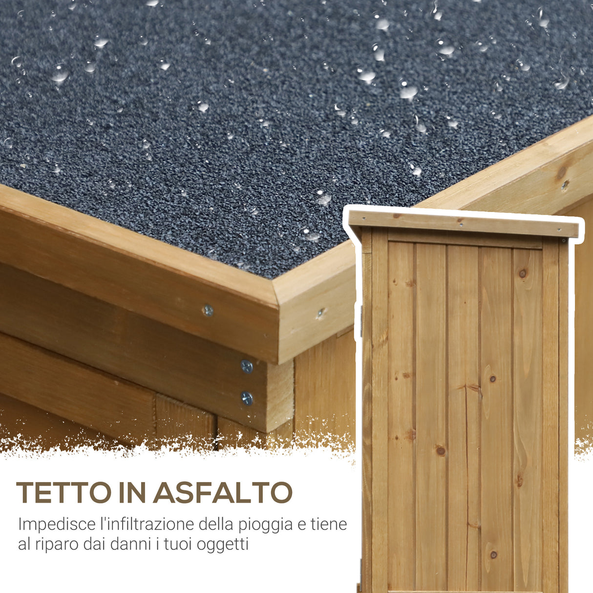 easycomfort armadio porta attrezzi da giardino impermeabile 3 ripiani in legno 87x46.5x160cm