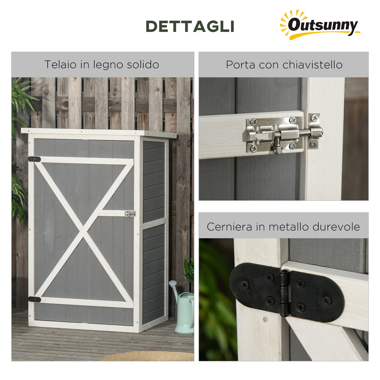 easycomfort casetta da giardino in legno di abete impermeabile capanno attrezzi da esterno 75x56x115cm