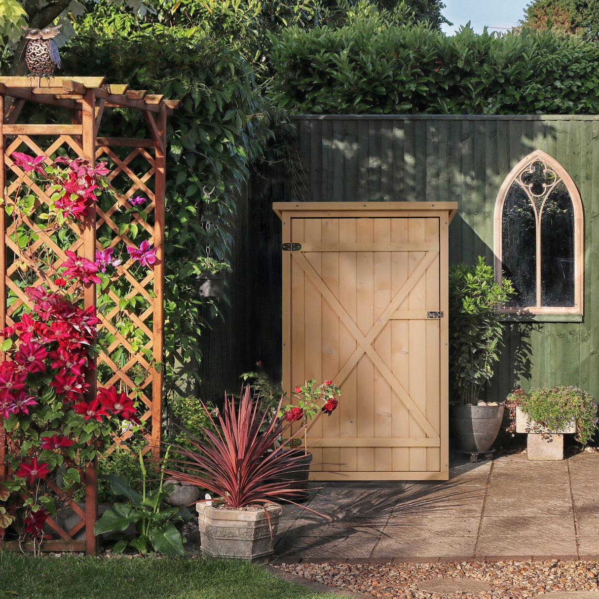 easycomfort easycomfort capanno attrezzi da esterno in legno abete impermeabile 75x56x115 cm