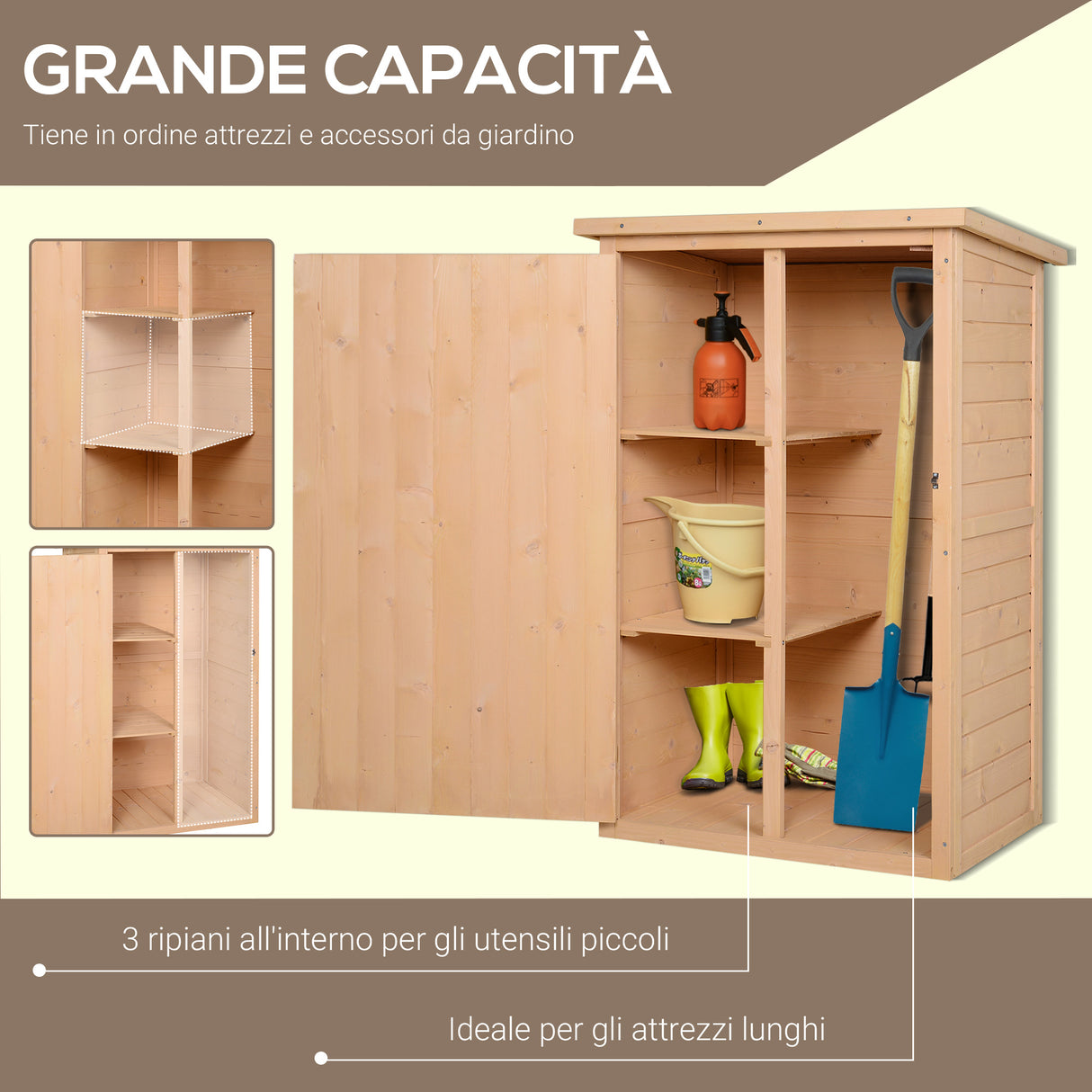 easycomfort easycomfort capanno attrezzi da esterno in legno abete impermeabile 75x56x115 cm