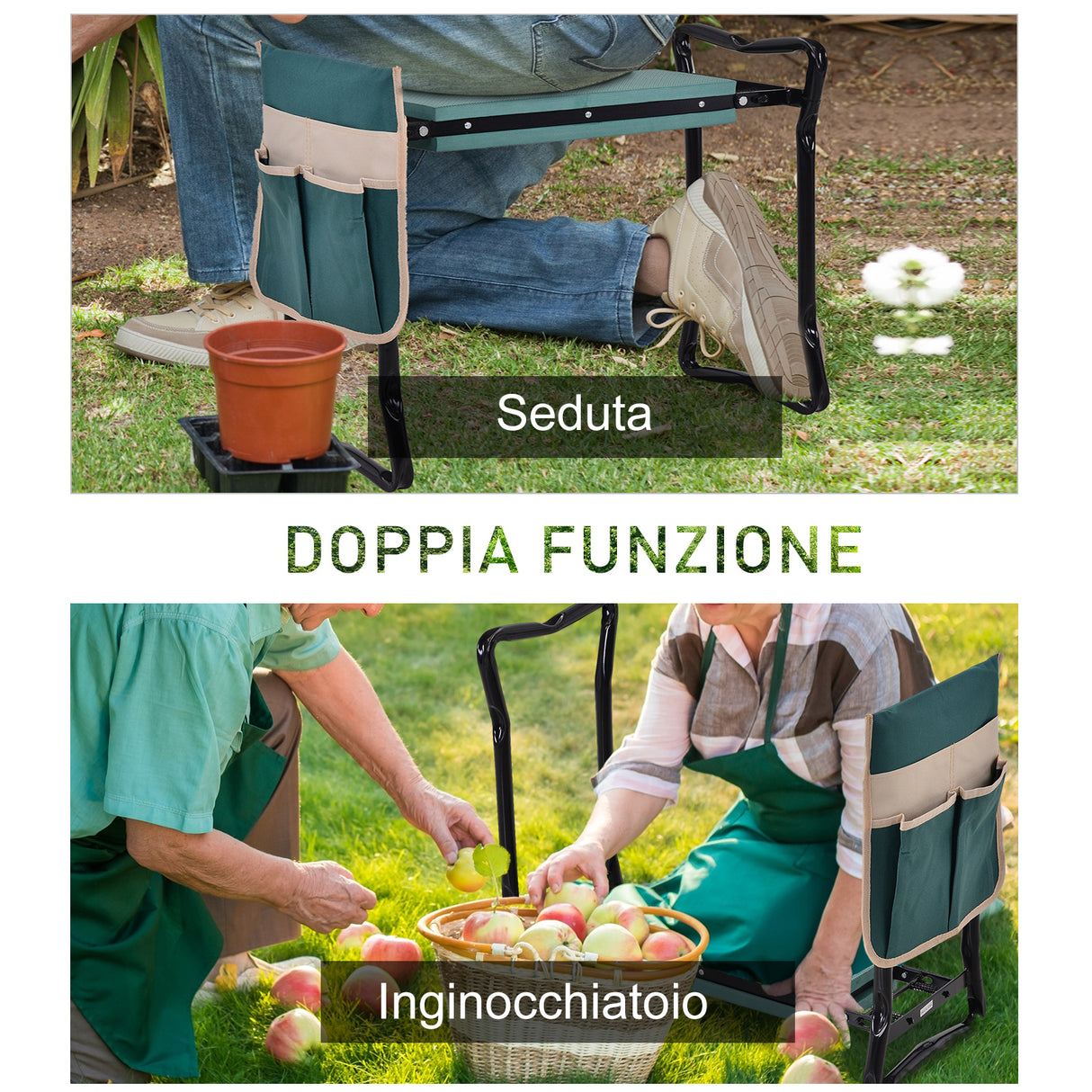 easycomfort easycomfort inginocchiatoio panca da giardino pieghevole con tasca porta attrezzi