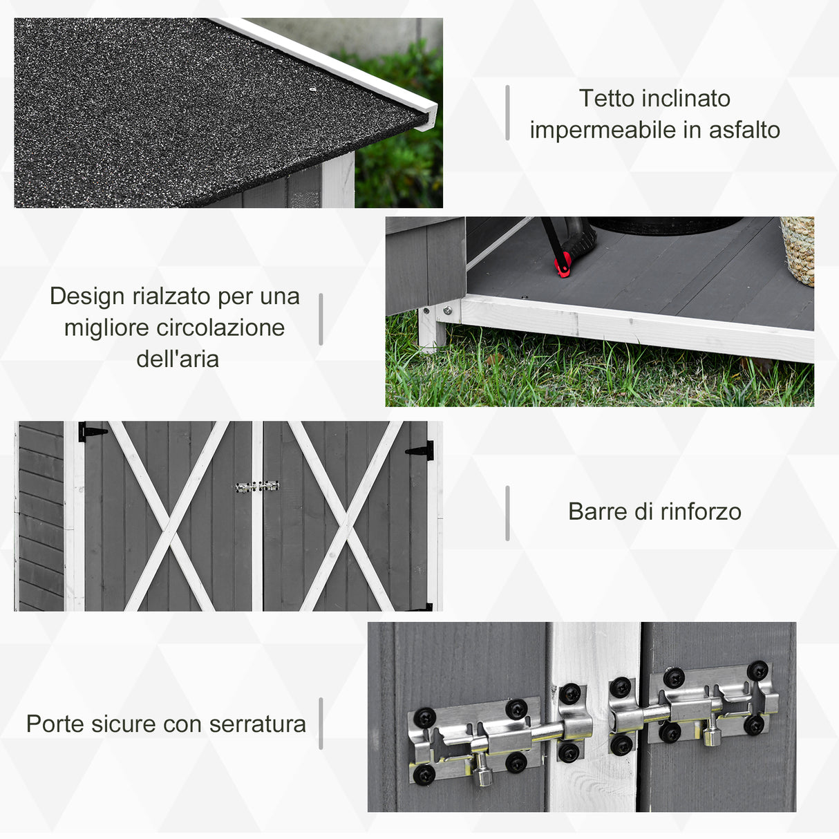easycomfort easycomfort casetta in legno da giardino con 2 ante armadio da esterno porta attrezzi da giardino con uno sgabello 139x75x147160cm