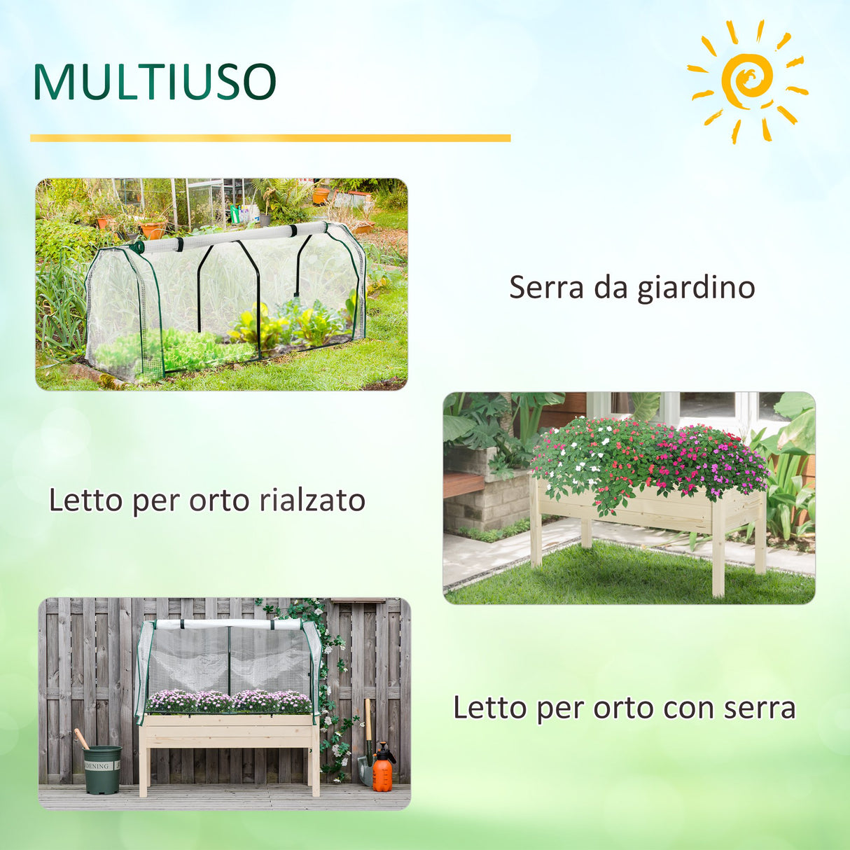 easycomfort easycomfort letto per orto in cassetta con serra da giardino portapiante da esterno in legno e pe per fiori e verdure 121x55x117cm
