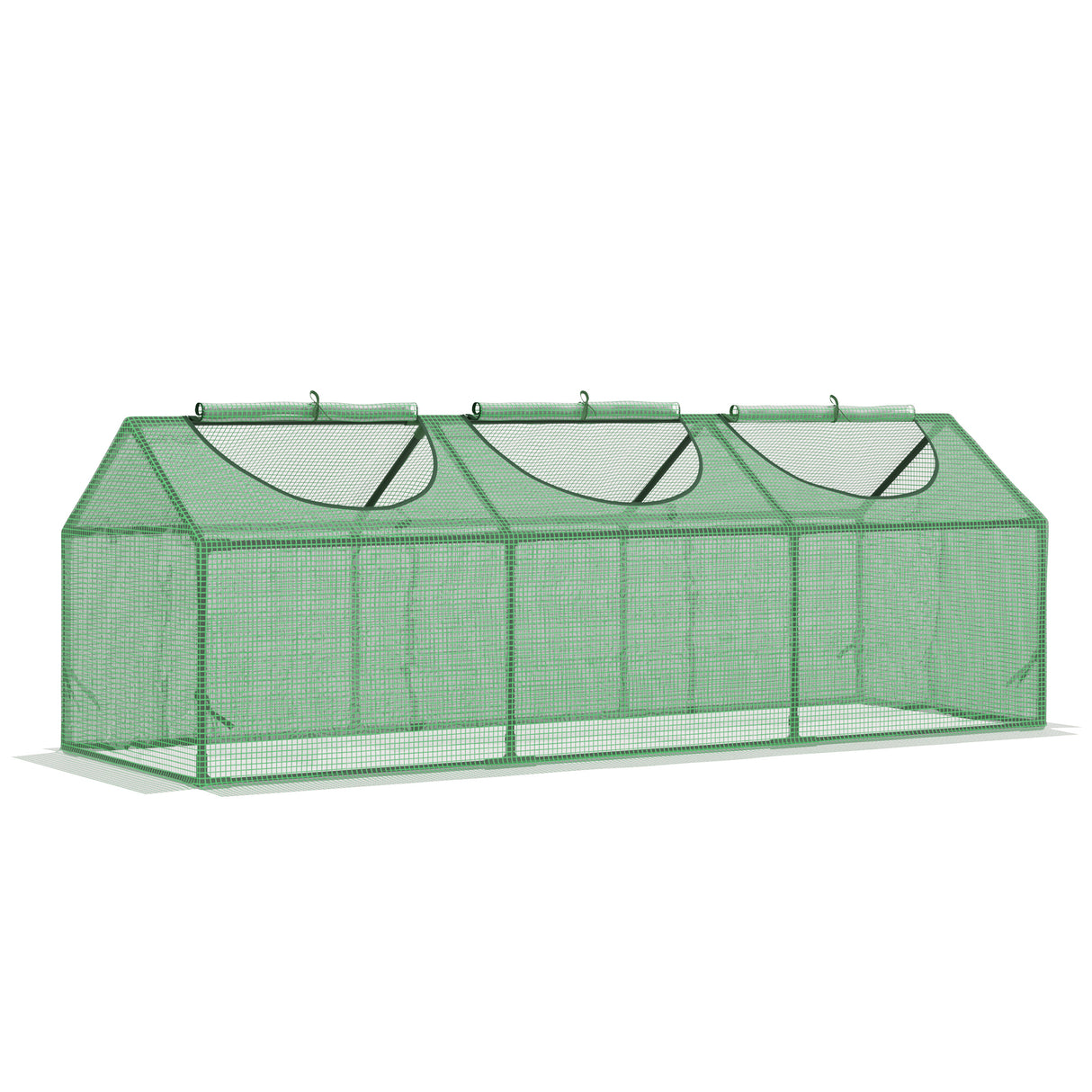 easycomfort mini serra da giardino con 3 finestre avvolgibili e copertura pe anti uv 180x60x60cm verde