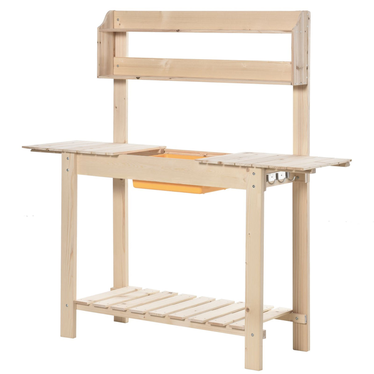 easycomfort banco da lavoro per giardinaggio in legno naturale con vaschetta integrata mensole e ganci 100x40x140cm