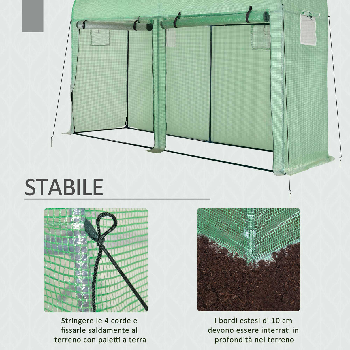 easycomfort easycomfort serra a tunnel da giardino 2 porte avvolgibili 4 finestre acciaio e pe