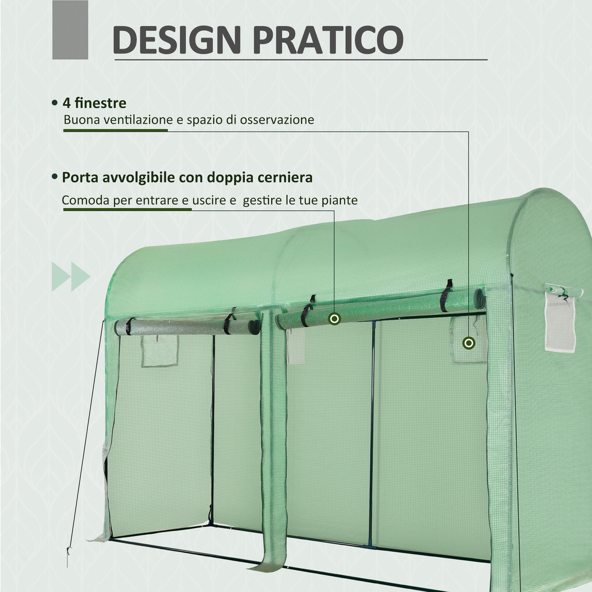 easycomfort easycomfort serra a tunnel da giardino 2 porte avvolgibili 4 finestre acciaio e pe