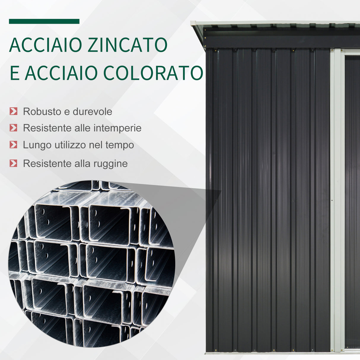 easycomfort easycomfort casetta porta attrezzi 1 porta scorrevole tetto inclinato acciaio nero