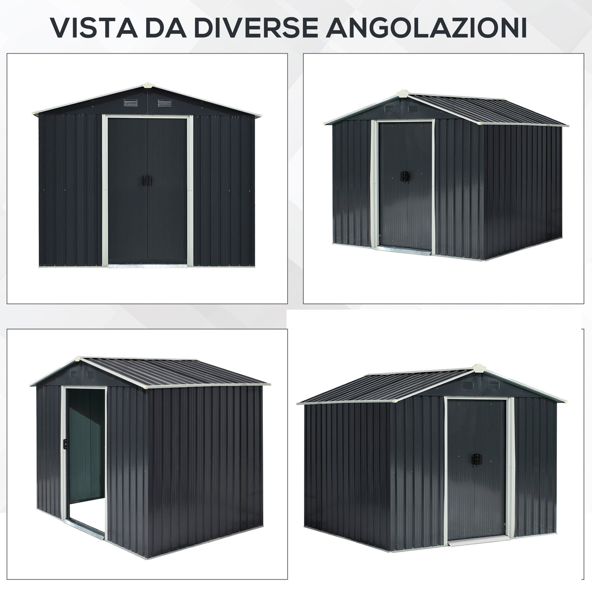 easycomfort capanno porta attrezzi 2 porte scorrevoli griglie ventilazione acciaio