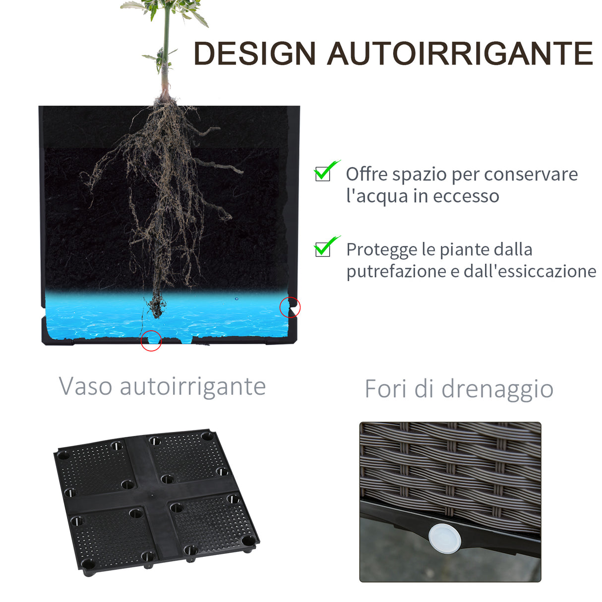 easycomfort easycomfort fioriera da esterno con vaso autoirrigante e griglia per rampicanti