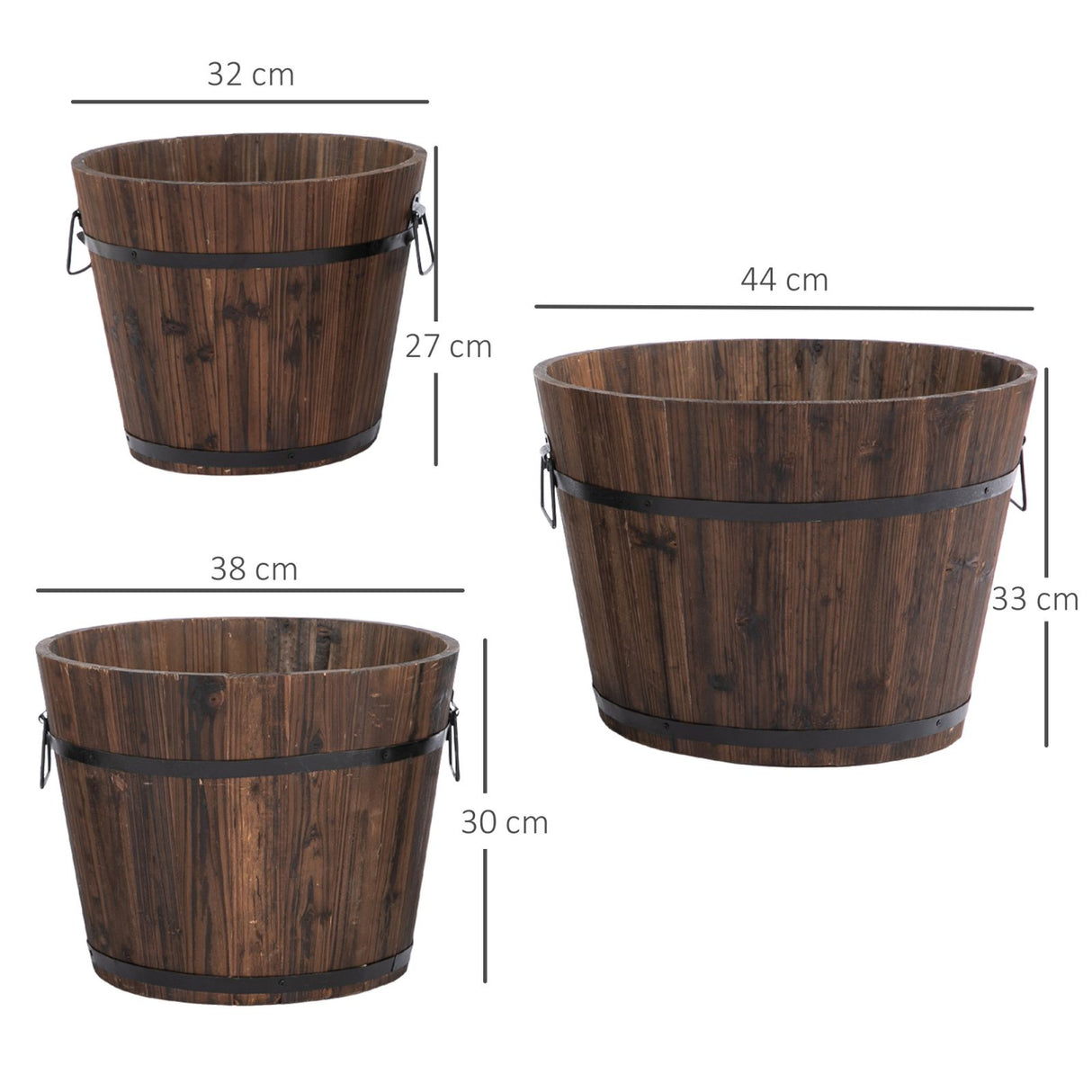 easycomfort easycomfort set 3 vasi per piante in legno dimensioni varie per giardino e interni